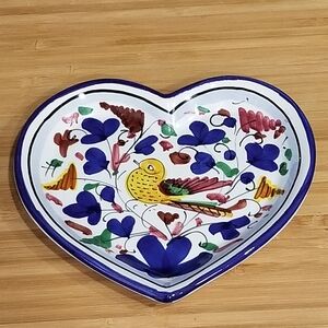 Sambuco Italy Deruta‎ Pottery Heart Shaped Trinket Dish Hand Painted